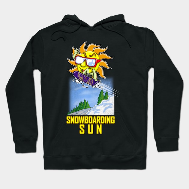 Cute Summer Sun Snowboarding Winter Sports Cartoon Meme Hoodie by BoggsNicolas